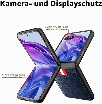 Case for Motorola Razr 60 Ultra/70 Ultra Phone Case with Screen Protector Ultra Thin Phone Case Cover with Card Slot Premium PU Leather Scratch-Resistant Drop-Proof - Blue