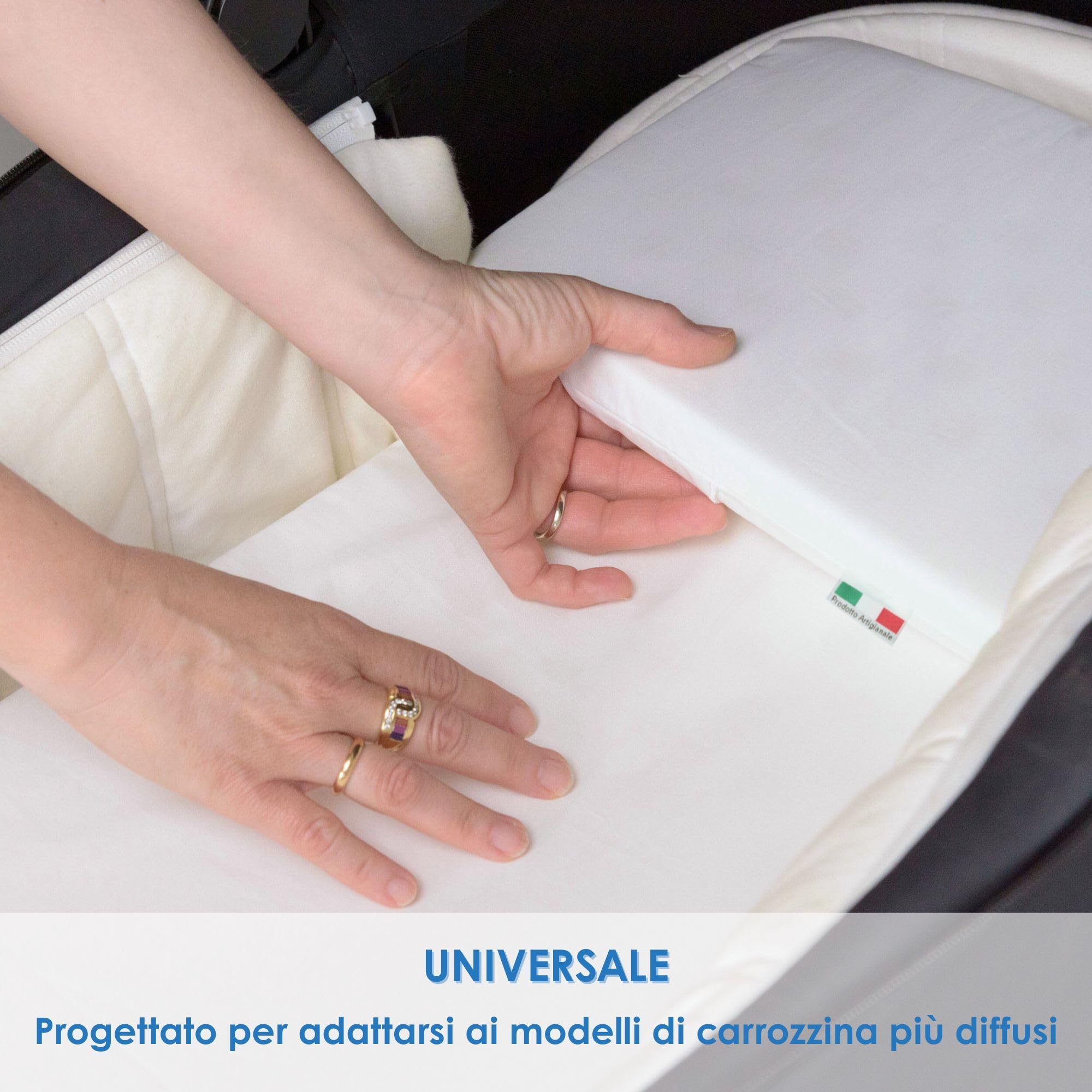 baby idea Babysanity Materassino Carrozzina Sfoderabile a Norma EN16890:2017 – Antisoffoco, Antibatterico, Privo di Zip per Massima Sicurezza – Cuscino Neonato Traspirante Cotone