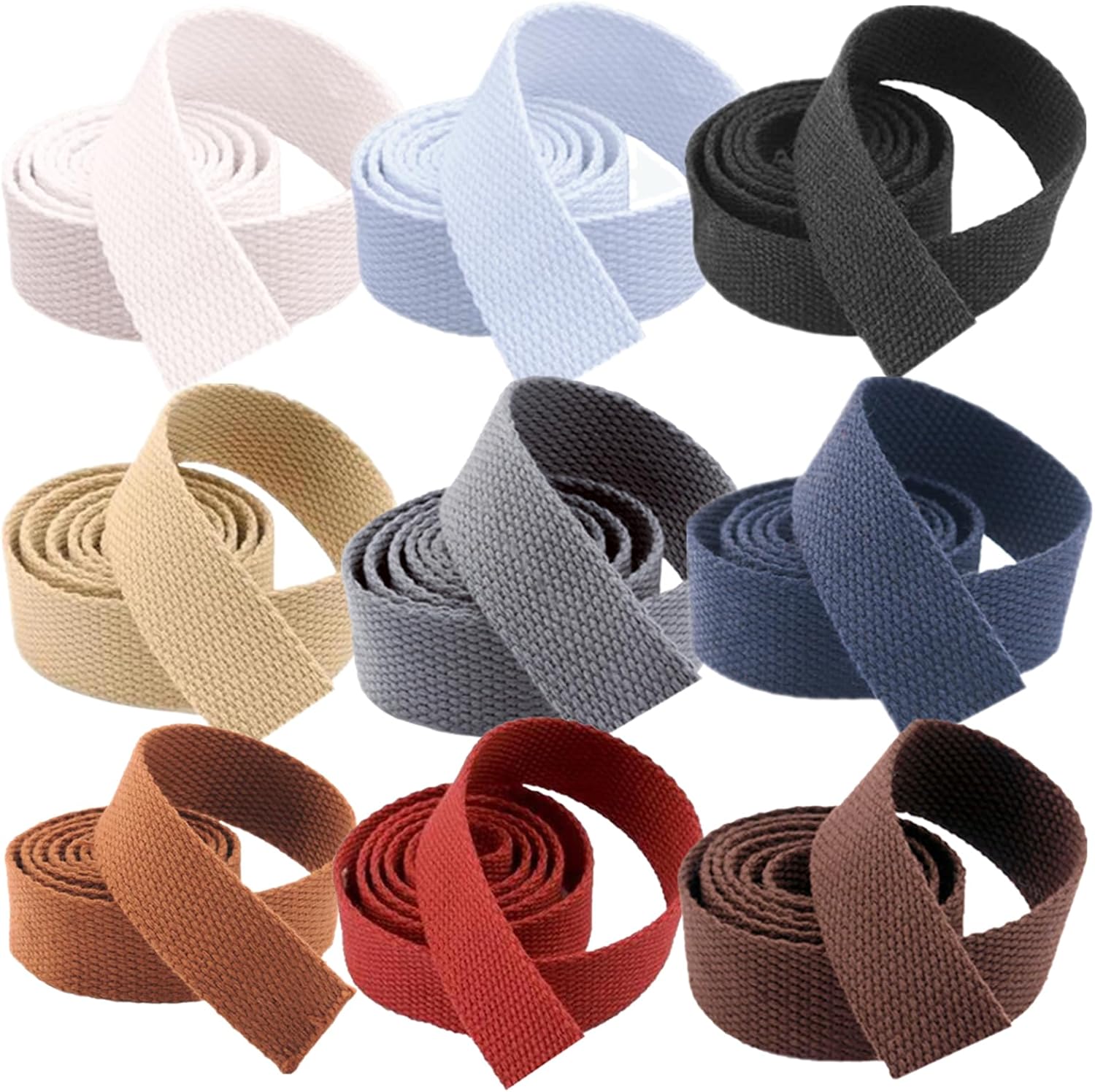 Lightweight Cotton Webbing for Bag Strap Handles Backpack Sewing Making Pet Collar, Thick 1.3 mm