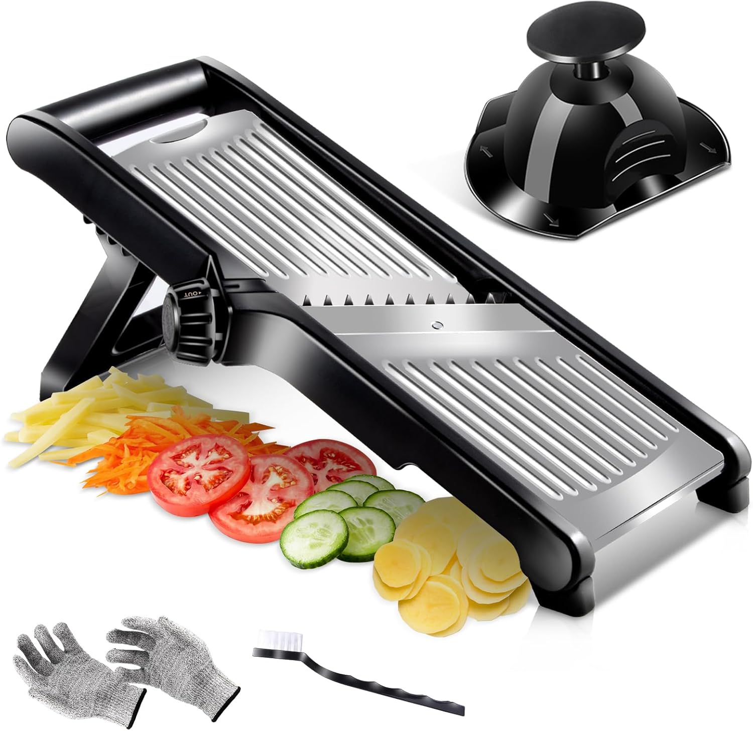 Mandoline Slicer,Masthome Mandoline Food Slicer for Kitchen,Adjustable Mandoline Food Slicer, Potato Slicer,Vegetable Slicer,Onion Slicer,French Fry Cutter Julienne Slicer-Send Cut Resistant Gloves Plastic