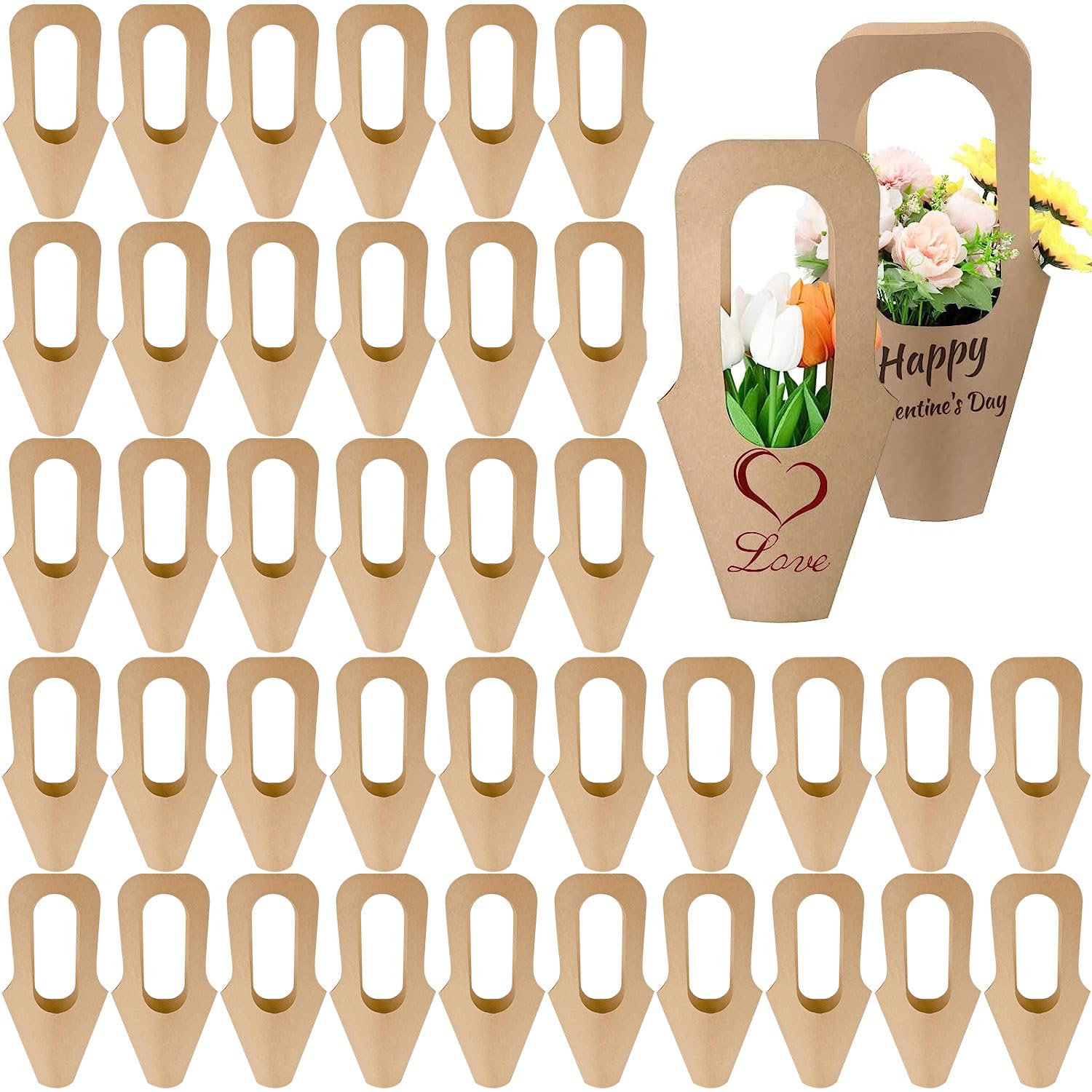 Sabary 100 Pcs Flower Bouquet Wrapping Paper Flower Rose Sleeves Bulk Floral Bags For Valentine Bridal Shower Wedding Anniversary Birthday Mother's Day(15.8 X 13.8