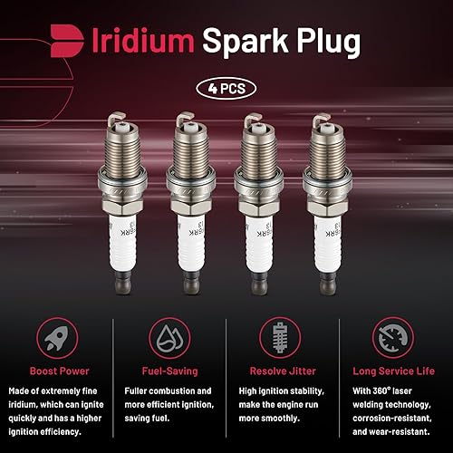 Miniatura 139 de BDFHYK Juego de 4 bujías de iridio compatibles con CL EL Integra 200 Sebring Avenger Caliber Journey Accord Civic Odyssey Compass Soul Spectra B2600