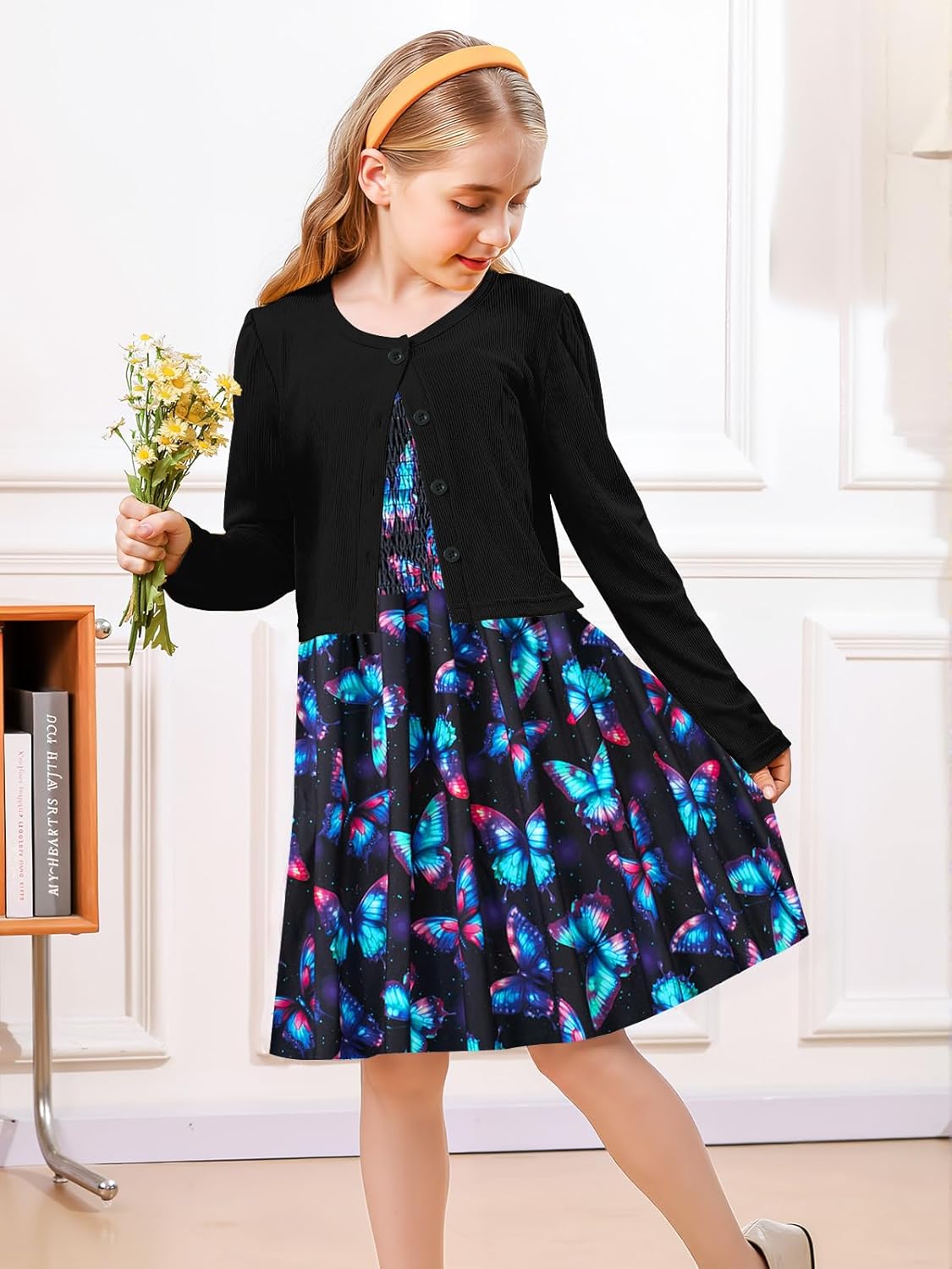 RAISEVERN Girls Casual Adjustable Strap Sleveless Dress Cardigan Set Size 5-12Y - Image 3