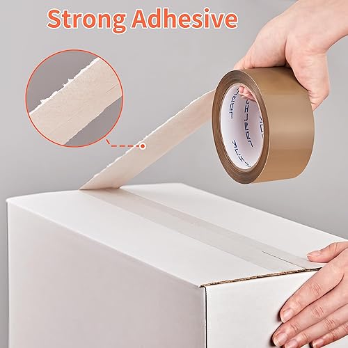 Miniatura 4 de JARLINK 6 rollos de cinta de embalaje marrón con dispensador, repuestos de cinta de embalaje resistente para envíos de envíos de envío, 2.6 mil de
