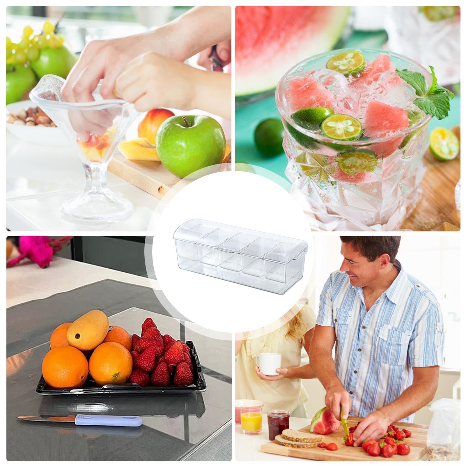 Server refrigerato per condimenti – Organizzatore per condimenti per | macedonie di frutta a cinque sezioni
