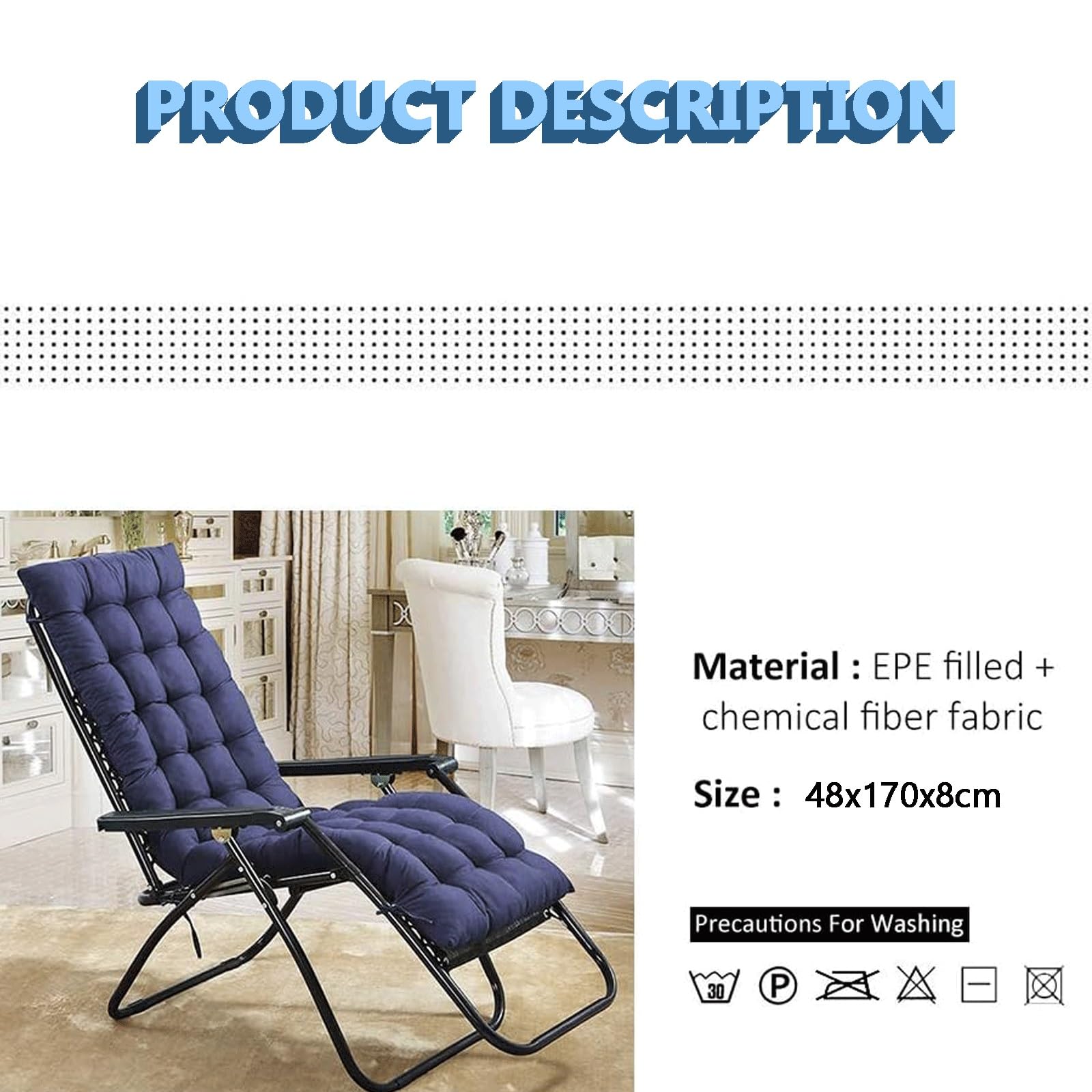 Cuscini Materasso per lettino prendisole Cuscino per lettino prendisole Cuscino per sdraio 170x53x1675 cm Materasso per lettino prendisole antiscivolo per poltrona relax Copertura per lettino