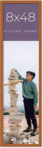 Marco de 8 x 48 pulgadas de madera maciza de nuez y miel marrón  Ancho de moldeo de 0.75 pulgadas  Completo con plexiglás acrílico UV, respaldo de