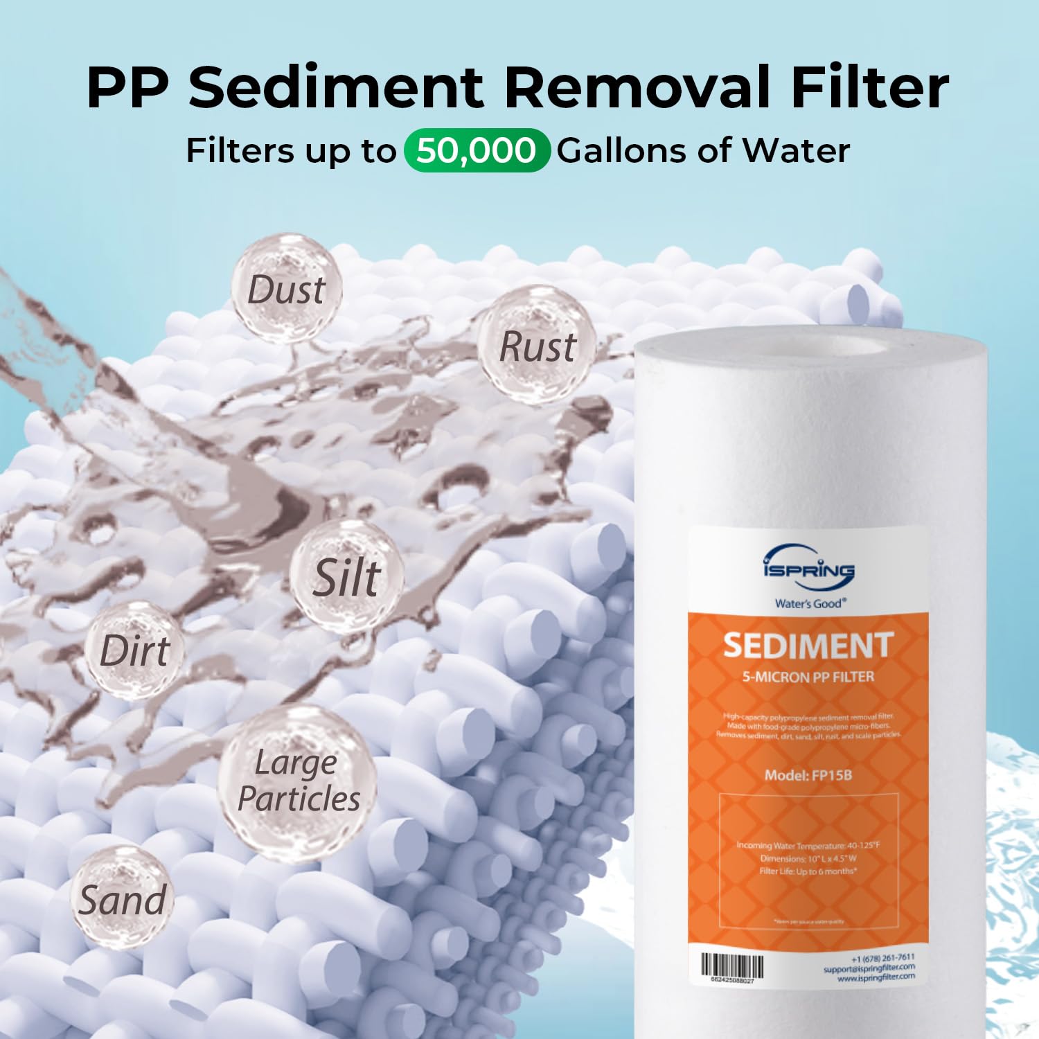 iSpring F2WGB21B Hauswasserfilter-Ersatzpatronen | 4,5" x 10" Hochleistungs-Sediment- und CTO-Kohleblock-Ersatzset.