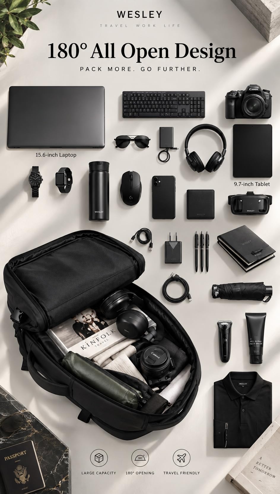 Wesley Laptop Backpack - Expandable Travel Carry On -9