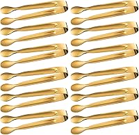 Vista 1 de Paquete de 12 mini pinzas para servir, acero inoxidable, 4.3 pulgadas (dorado) para aperitivos, postres, azúcar, cubo de hielo