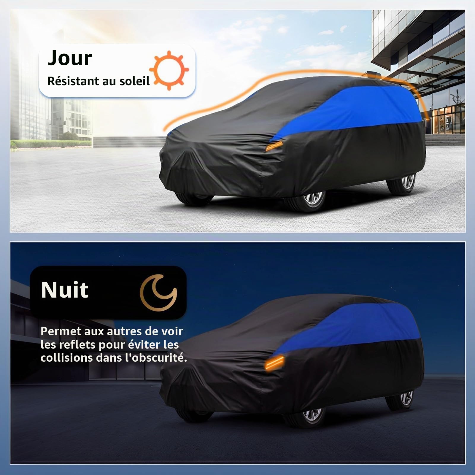 Gunhyi Bâche Voiture Exterieur Respirante et Étanche pour Tous Temps, Housse Voiture Protection Anti-UV Contre, la Poussière, la Pluie, Universelle pour Golf 308 Captur 1 Serie Classe A(415-450CM) 2L