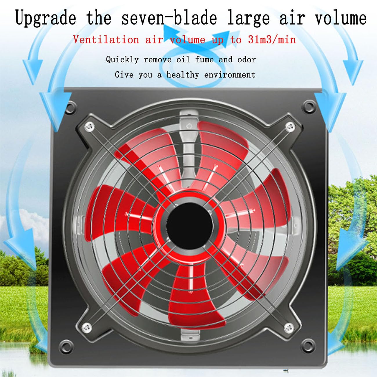 ICEMOB Ventilador Industrial,Profesional Extractor De Aire,Extractor Cocina 2800 RPM,para Hogar, Baño,Garaje,Tienda Rejillas Dextractor,Todo El Motor De Cobre,Negro,6 Inches