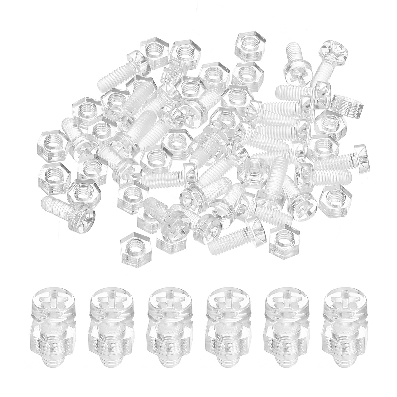 PATIKIL M4x10mm アクリル ネジ 六角ナット付き 50セット 透明装飾 DIY 展示用 軽量モデル ハンドメイド クリア
