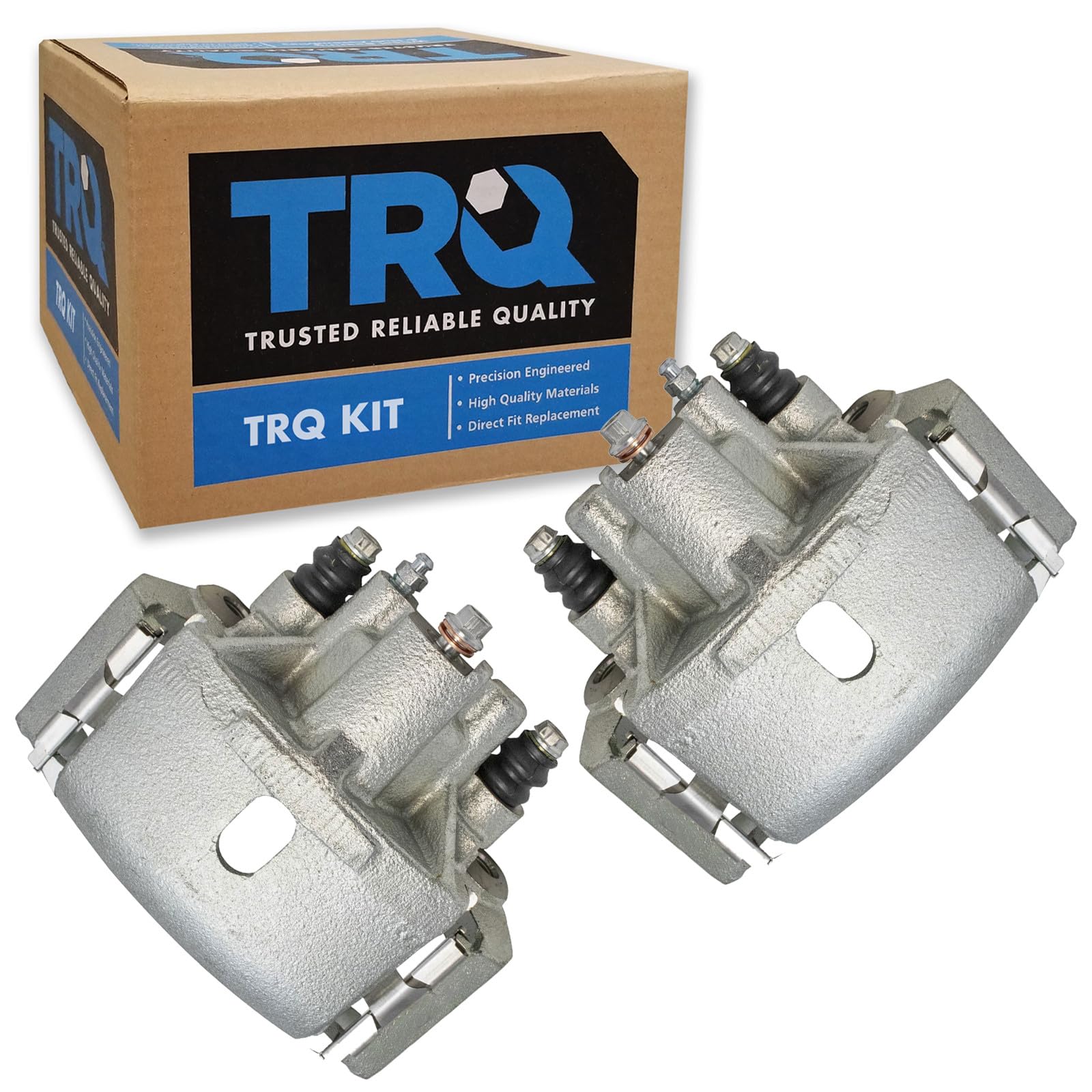 TRQ Rear Driver and Passenger Side Brake Caliper Set Caliper Brackets