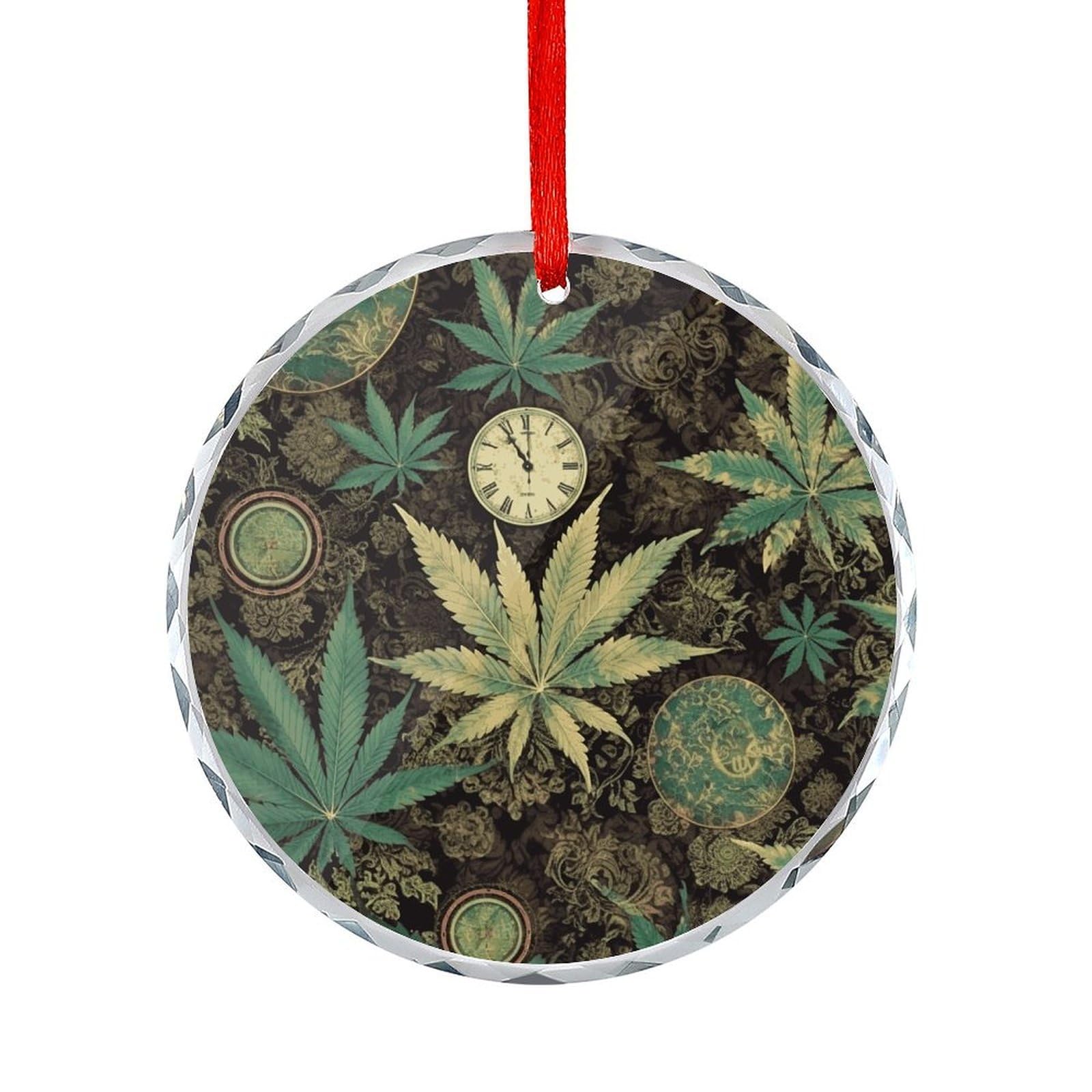 Btcowzrv Style A Puff In Time Weed Marijuana Round Ornament Hanging Pendant Decor
