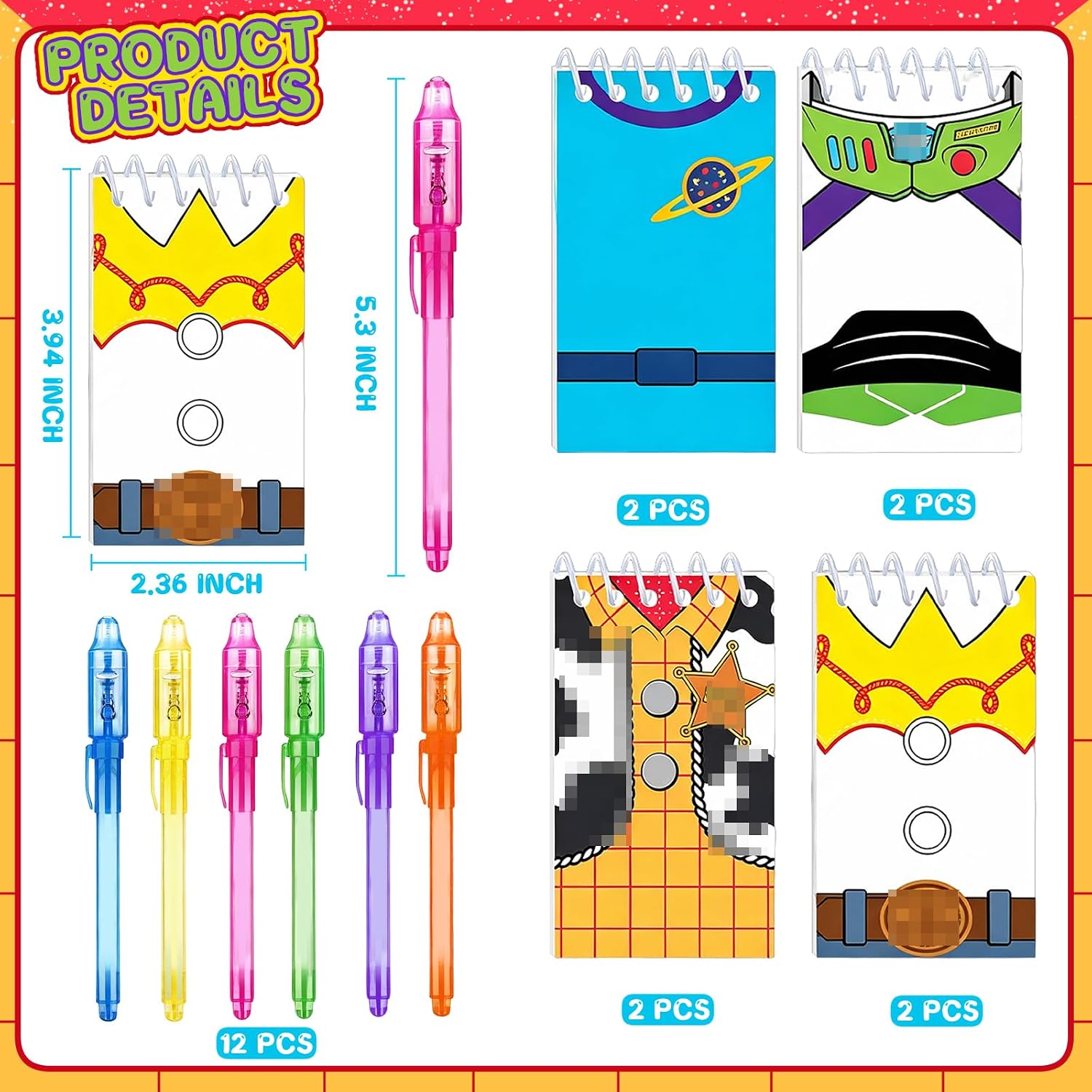 HABDJILTY 24 Pcs Story Party Favors 12 Invisible Ink Pen and 12 Cartoon Story Mini Notepads for Story Party Supplies image 2