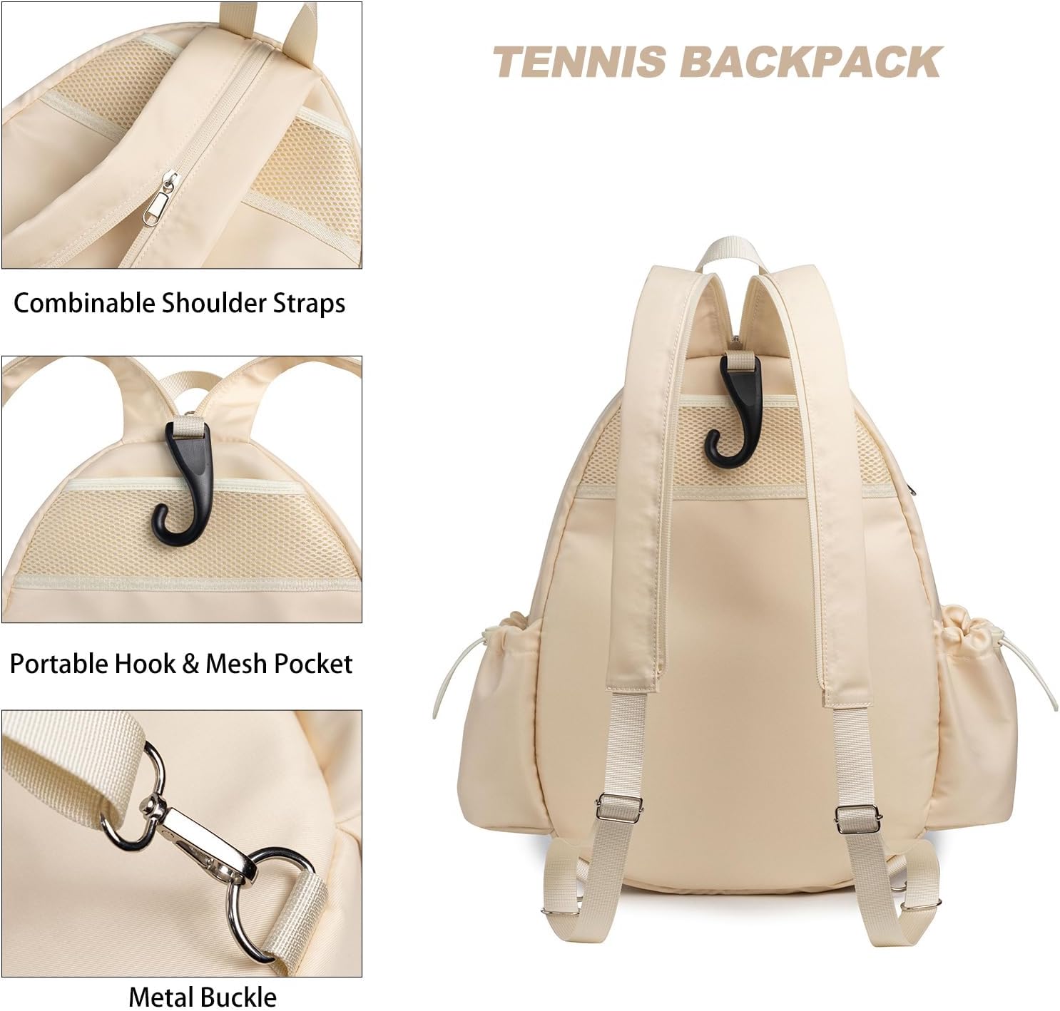 Quilted Tennis Sling Bag Women Men- 1.1 lb Ultralight Crossbody Tennis Backpack with Wet & Shoe Compartments,Water Resistant Pickleball & Badminton Racket Cover