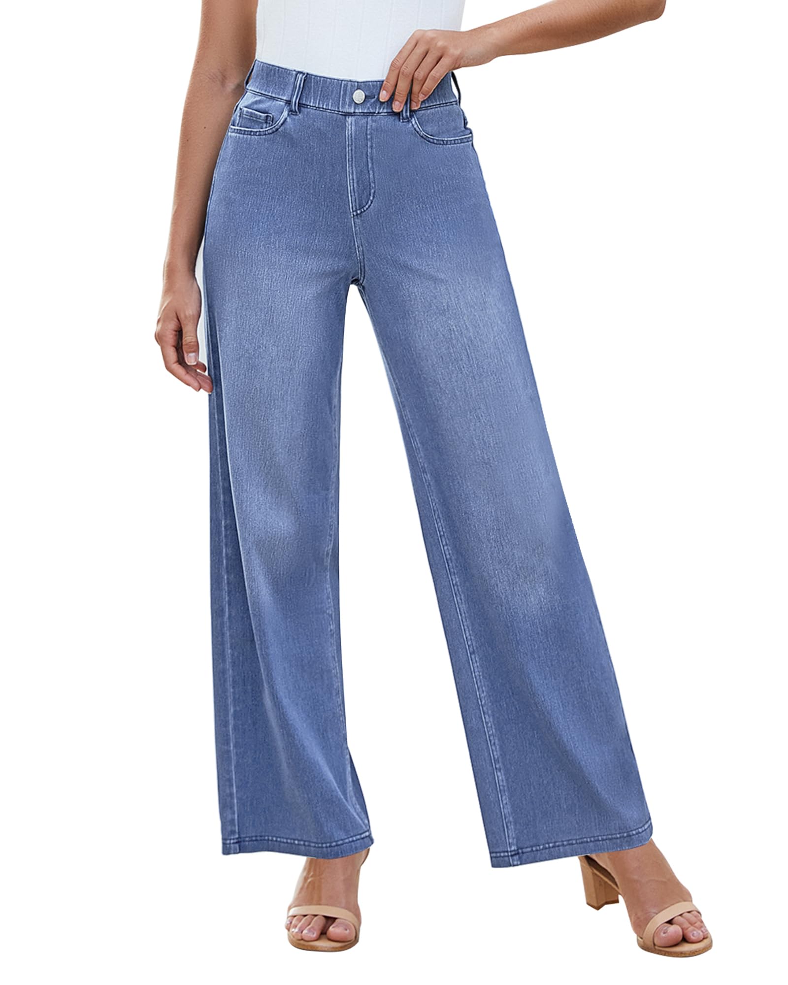 GRAPENT Wide Leg Pull On Jeans