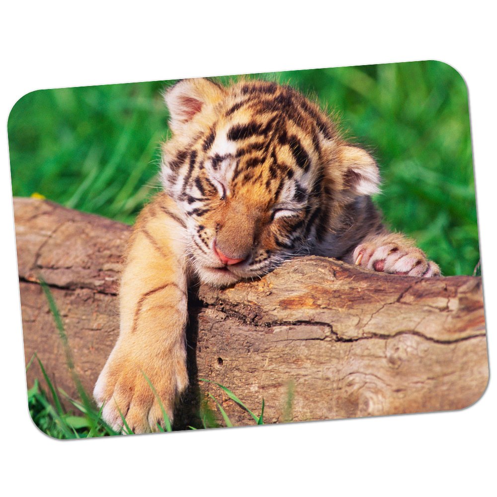 Fancy A Snuggle Tiger Cub Sleeping Premium Quality Thick Rubber Mouse Mat Pad Soft Comfort Feel Finish