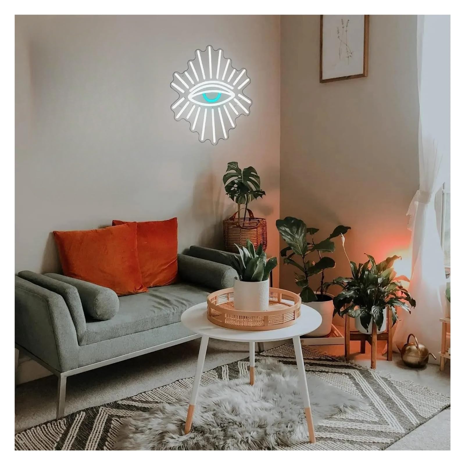 Luz de Diseño de Digital Letrero De Neón De Ojos Malvados Para Decoración De Pared Luz LED De Brillo Ajustable Alimentado Por USB Para Dormitorio Cueva De Hombres 30cm×33cm