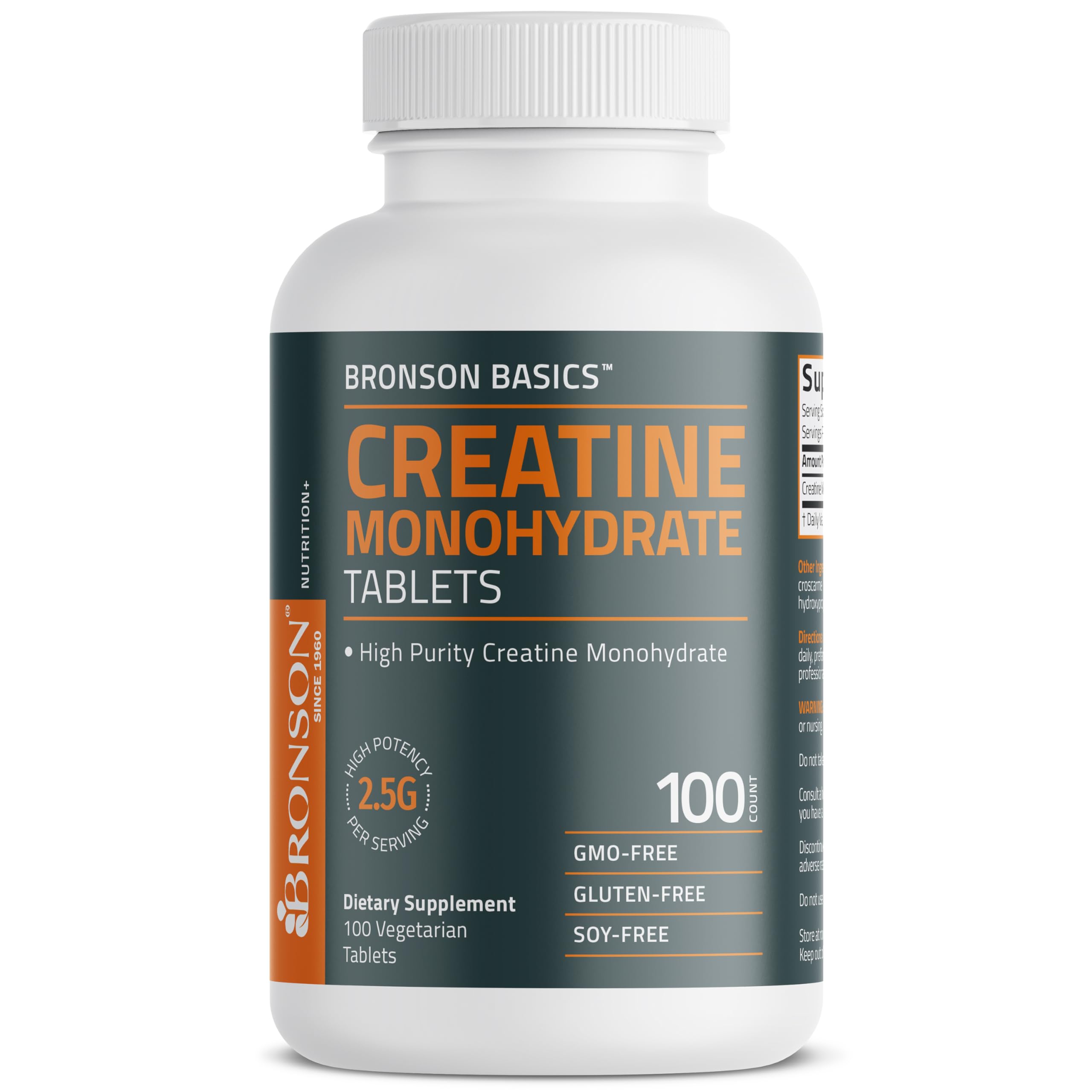 Bronson Creatine Monohydrate High Potency 2500 mg (2.5 g), 100 Tablets 100 Count (Pack of 1)