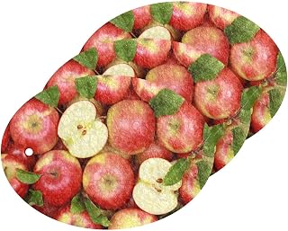 Scrub Sponge Red Pink Apples Kitchen Washing Dishes Cleaning Sponges Green Stalks Leaves Non Scratch Sponge for Dish Countertops Sinks Floors Showers Tile Sinks, 3 Pack