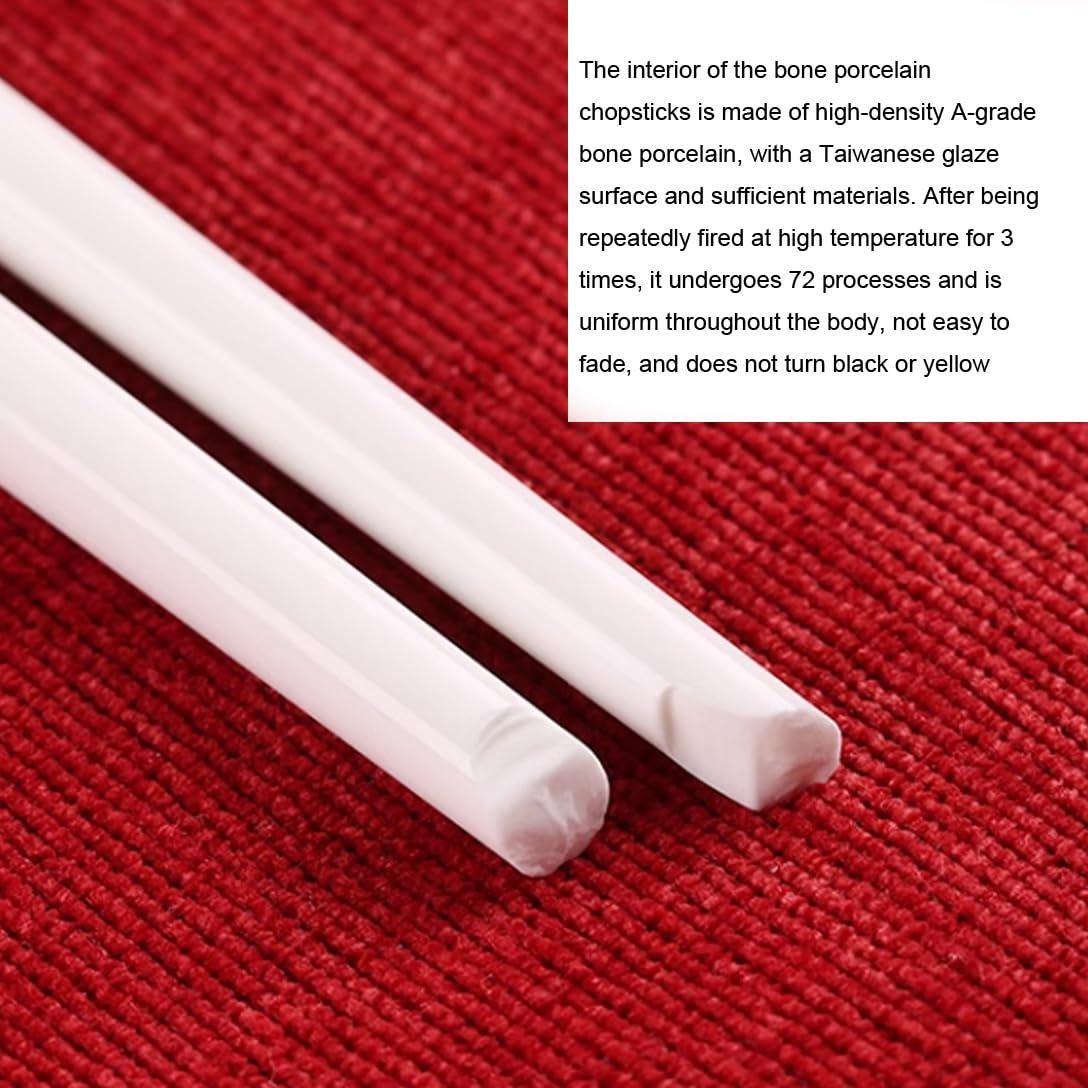 Baguettes en Porcelaine de qualité supérieure, 1 Paire de Baguettes réutilisables en céramique osseuse de Haute qualité, Style Traditionnel Chinois Classique，S