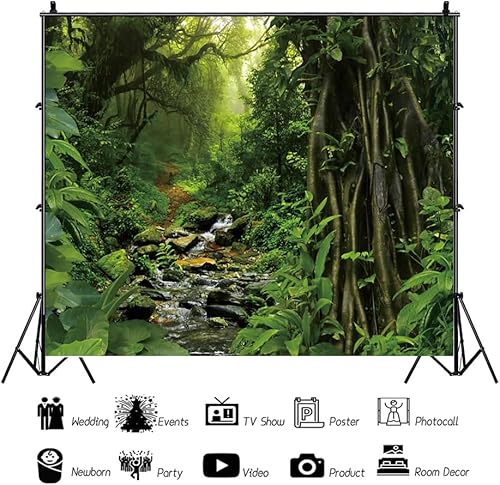 Miniatura 5 de Telón de fondo de bosque selvático de 10 x 8 pies, primavera, tropical, naturaleza, bosque tropical, árboles verdes, fondo de fotografía para sesión