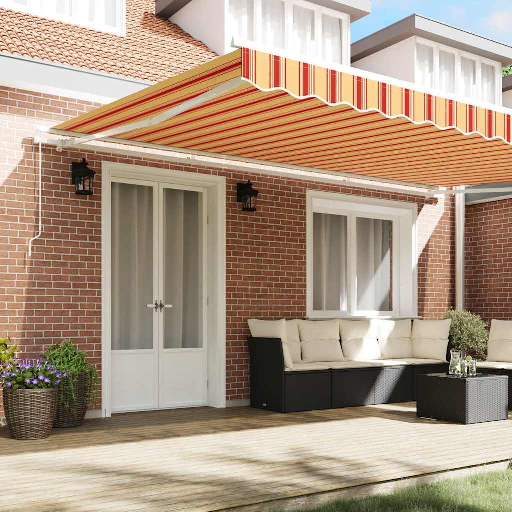 Tenda da Sole Retrattile, Poliestere, Giardino, Giallo/Arancio, 500x300 cm