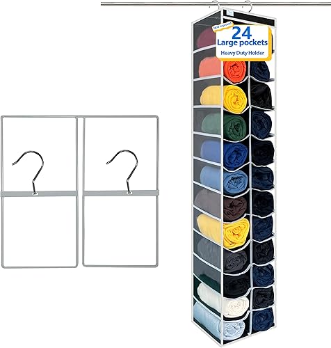 Miniatura 12 de over the door organizer, Solid Bamboo Board (Not Plastic!) 6-Tier Heavy Duty 75LB, 12 Side Pockets, 3 Reinforced Hooks & Anti-Slip Pads, Waterproof