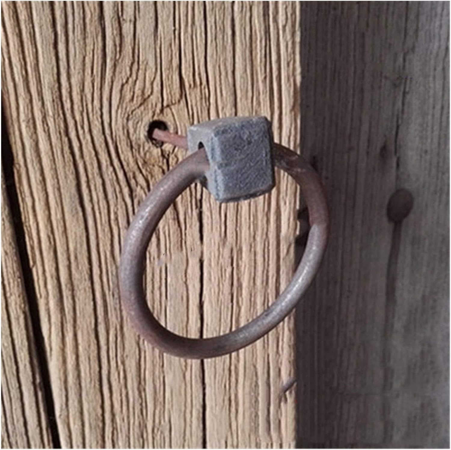 Zhaoqin Iron Color Door Knocker Door Knockers Cast Iron Antique Door Knocker Pull Hand Door Hoop Handle Old Elm Door Iron Door Knocker Increase Thickening Iron Ring(,S)