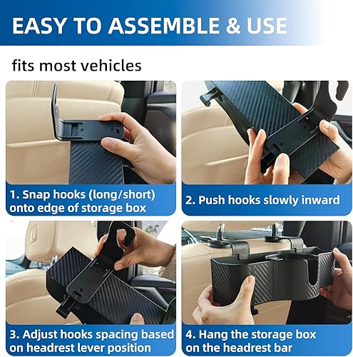 Miniatura 6 de OUSHASAA Organizador de reposacabezas de asiento trasero 3 en 1 con portavasos de asiento trasero de 3.7 pulgadas para automóvil, organizador de