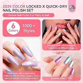 SAVILAND 6pcs Ombre Nail Polish Sets: Charm Pink Blue Gold Purple Pearl Summer Fingernail Polish Colors Air Quick Dry Nail Polish Plant-base Castor Oil Natural Nail Lacquer Women Home Manicure DIY