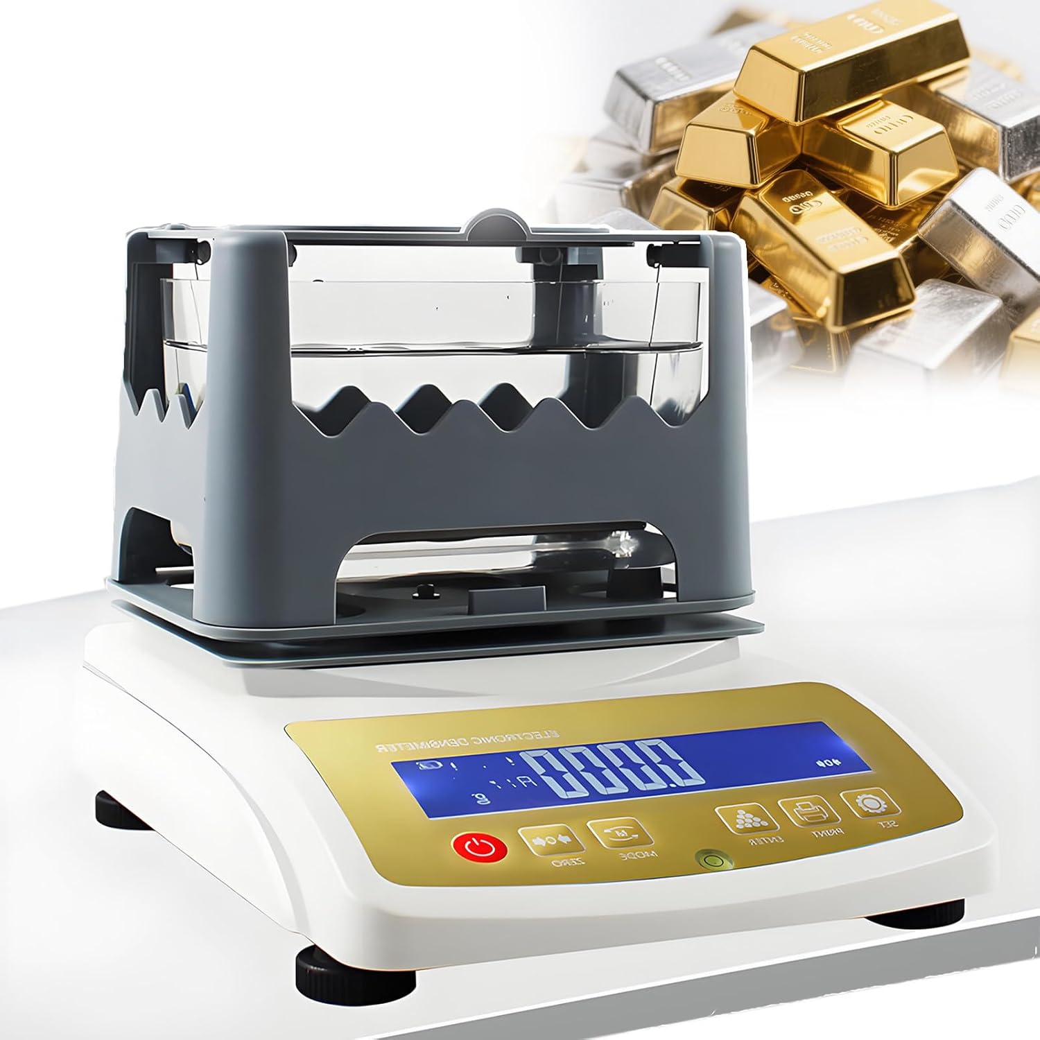 Digital Precious Metal Analyzer, Gold Karat Tester, Platinum Silver Density Meter, 0.001g Accuracy, Non-Destructive Water Buoyancy Method for Jewelry, Bullion, Pawn Shop Ready,600K