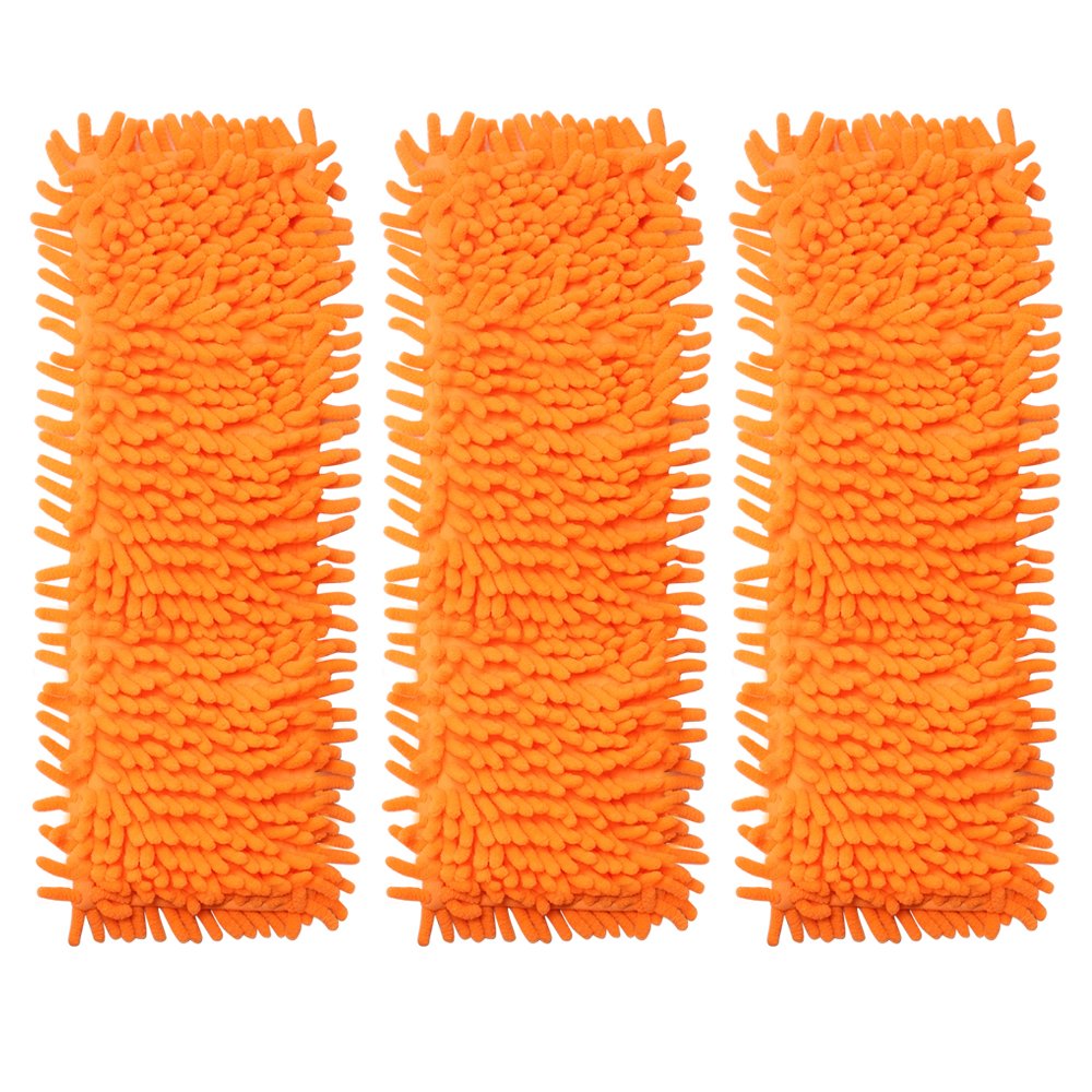 Accessotech X3 Replacement Mop Heads Orange Extendable Microfibre Floor Mop Cleaner Sweeper Wooden Laminate Tile Wet Dry (X3 Replacement Mop Heads Orange)