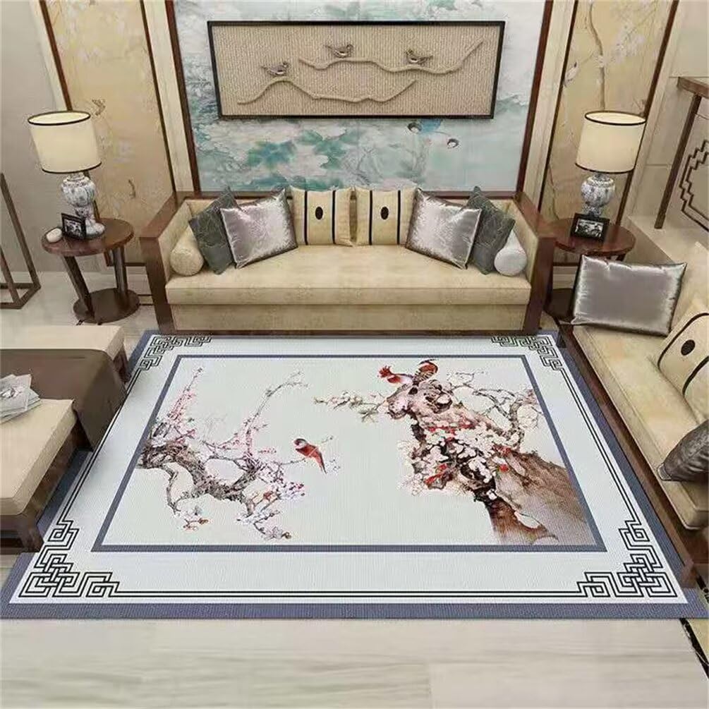 Tapis chambre ado fille floral oriental bleu 100x160cm idéal pour coin lecture