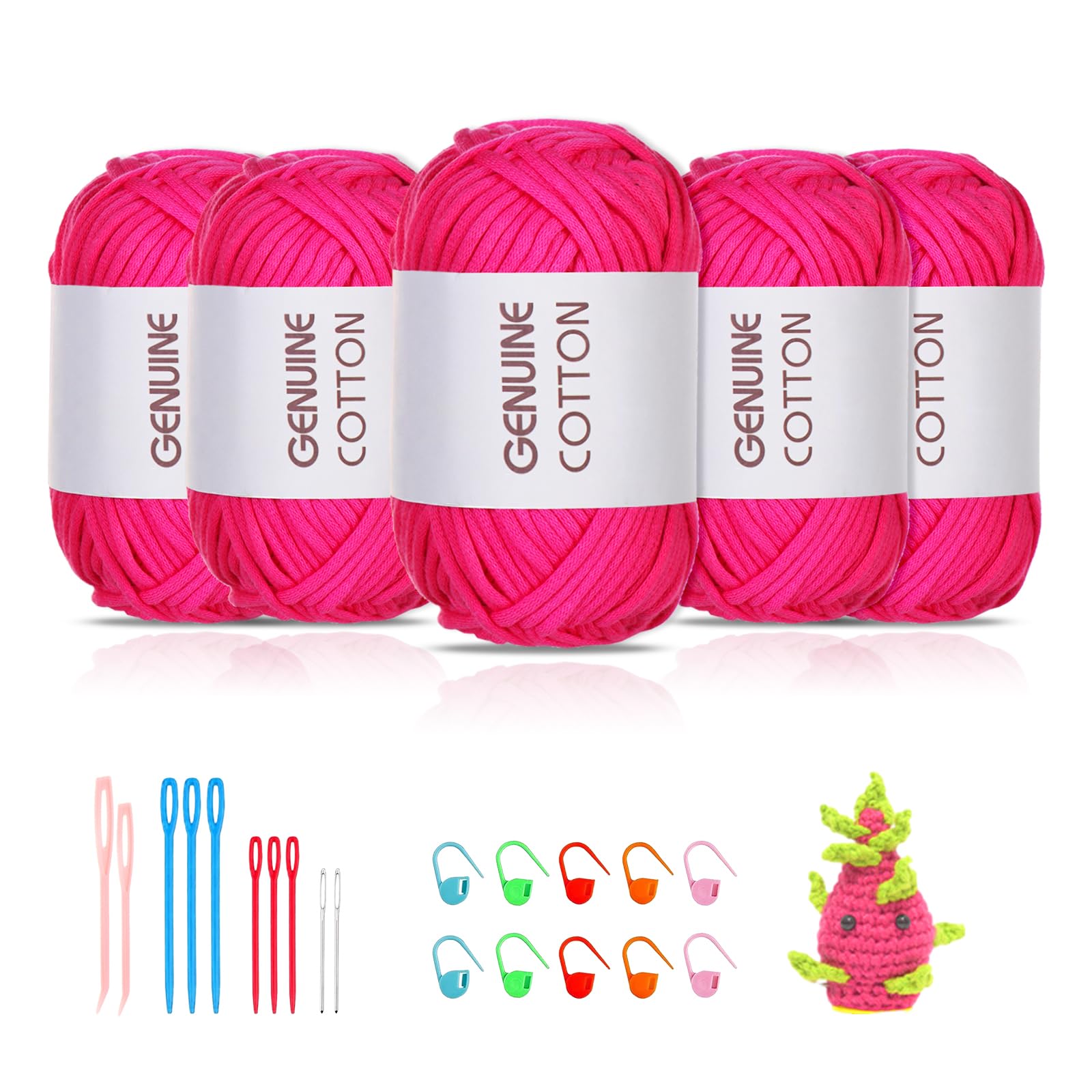 Maxee 5X50g Dickes Garn Baumwolle zum Häkeln, Chunky Häkelgarn für Anfänger, Kein Geteiltes Häkeln Amigurumi Wolle, Klobiges Baumwollgarn Einfaches Strickgarn zum Häkeln Stricke