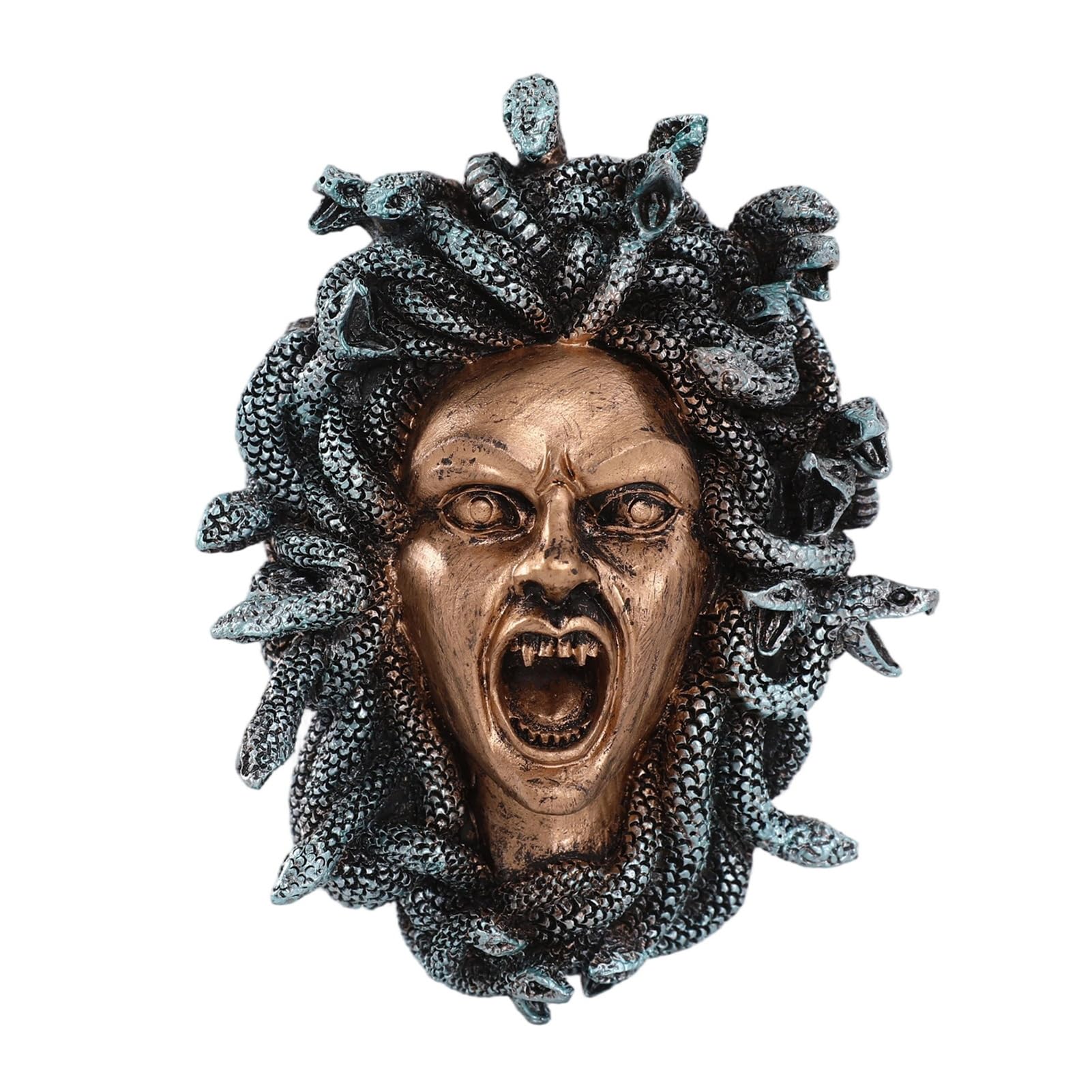 Glifora Vintage Greek Goddess Head Wall Plaque - Retro Resin Mythological Figurine with Snake Hairs, Spooky Wall Sculpture for Home and Bedroom Decor