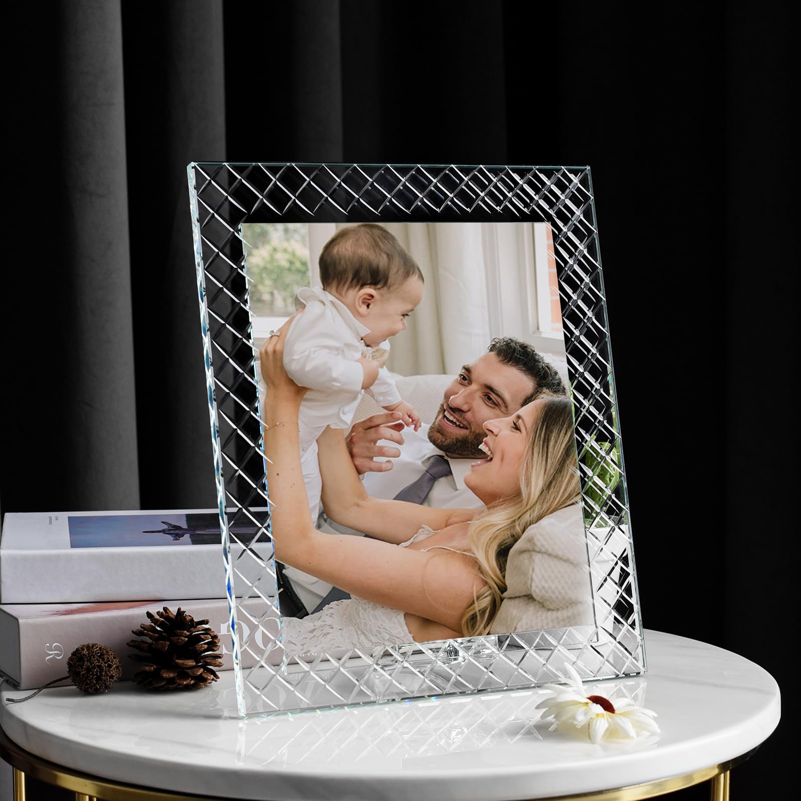 Cadre photo élégant en cristal, affichage en verre de qualité supérieure pour des souvenirs précieux, cadre photo fabriqué à la main avec diamant, parfait pour la maison et la décoration de cadeau