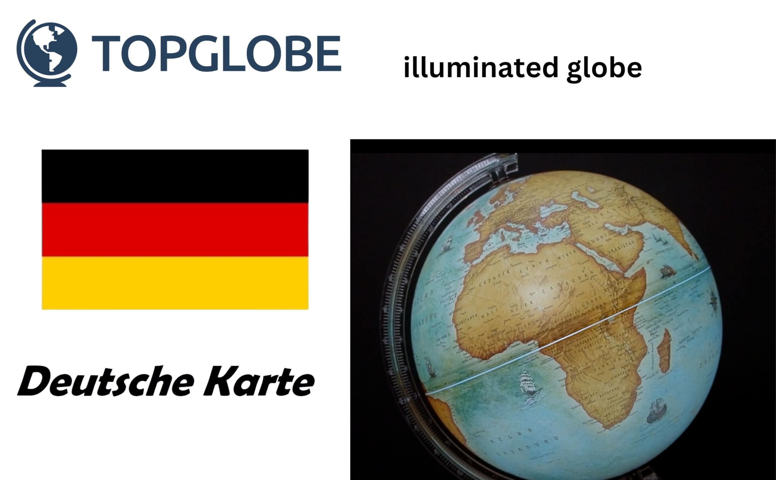 Leuchtglobus 20 cm Deutsche Karte Schülerglobus LED Licht | Mit USB C Beleuchtung 20 Markierpins Geschenkbox und klarem Druck für Schule Zuhause Büro und Reiselustige