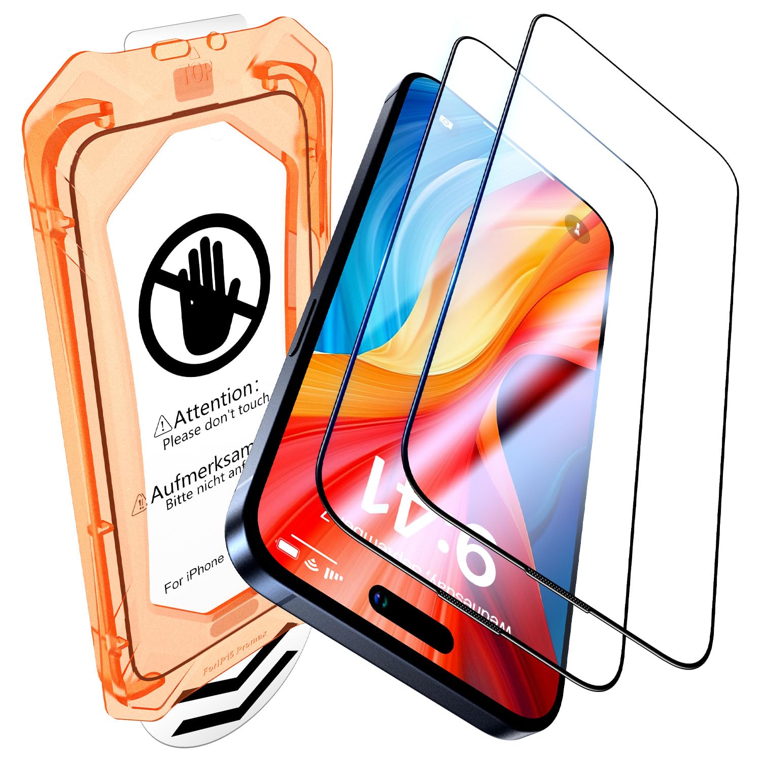 UniqueMe for iPhone 13 Screen Protector - [Military Grade Shatterproof &amp; 9H+ Hardness] Screen Protector 13 Tempered Glass Full Coverage Protection, Easy Installation, 2 Packs