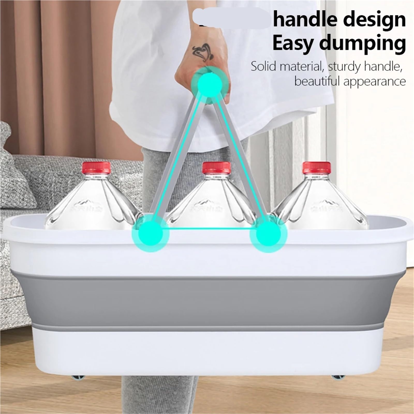 Seau Pliable Seau de pêche rectangulaire, Bassin Lavage Portable en Plastique, Pliable, Peu encombrant, Grande capacité, for Camping, Voyage, Pique-Nique