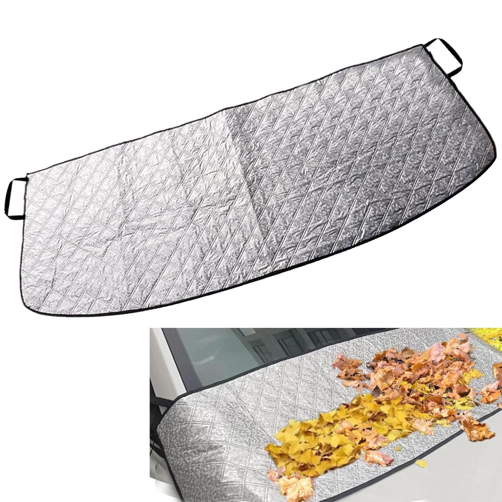 1 PC Car Front Windshield Wiper Snow Cover, 66.9" x 17.7" Dust Frost Protection Cover, Elastic Band + Suction Non-Destructive Installation Accessories, Compatible with Most Models (Silver)