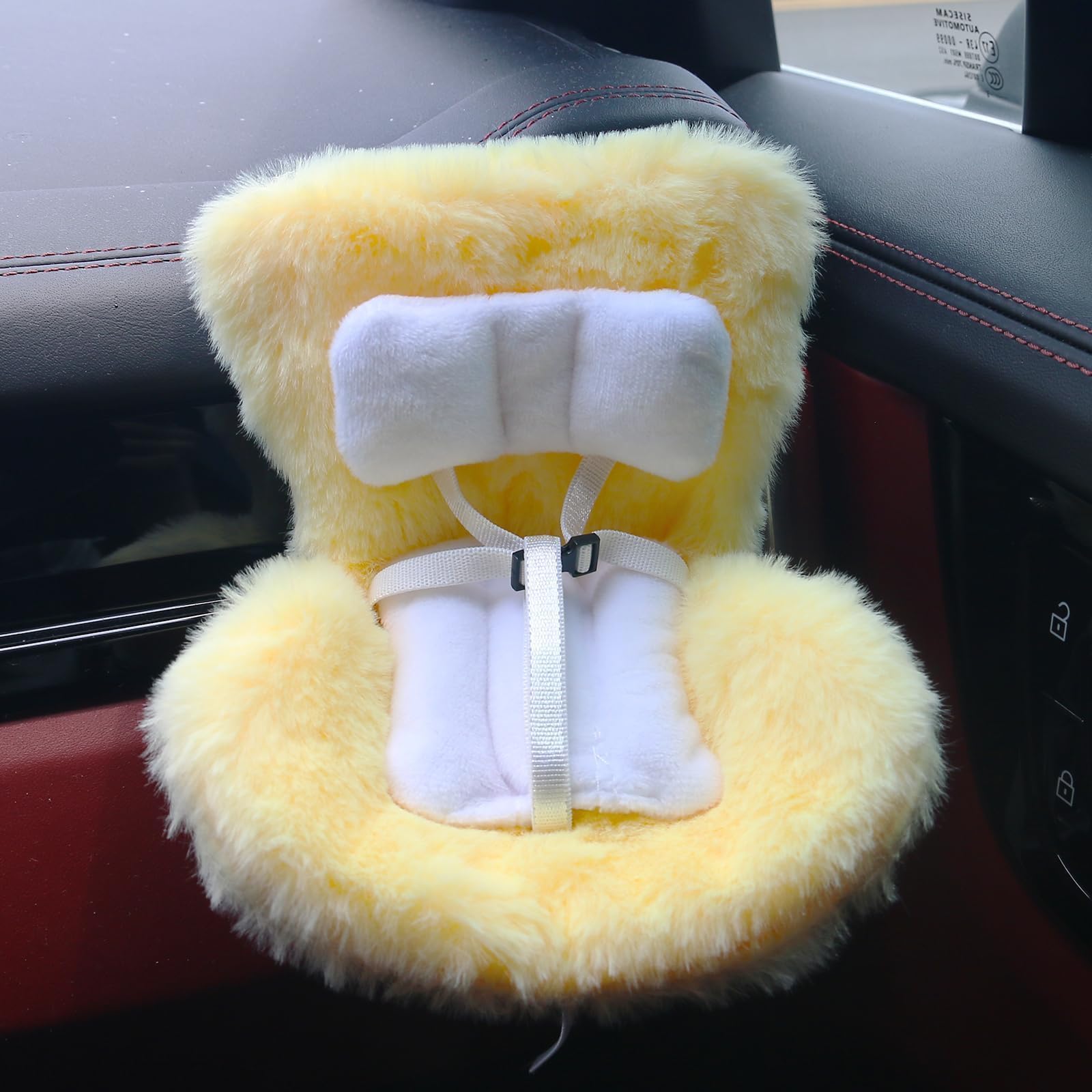 Doll Car Seat Compatible with Labubu, Chair for 3–8 inch Dolls - Adjustable Safety Strap, Air Vent Clip & Desktop Stand, Soft Cushion, Cute Car