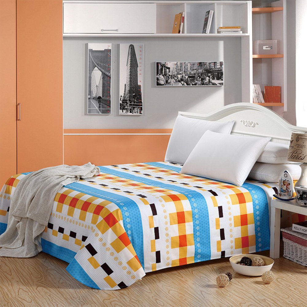 Linge de sergé de coton drap plat uni style simple 245x265cm