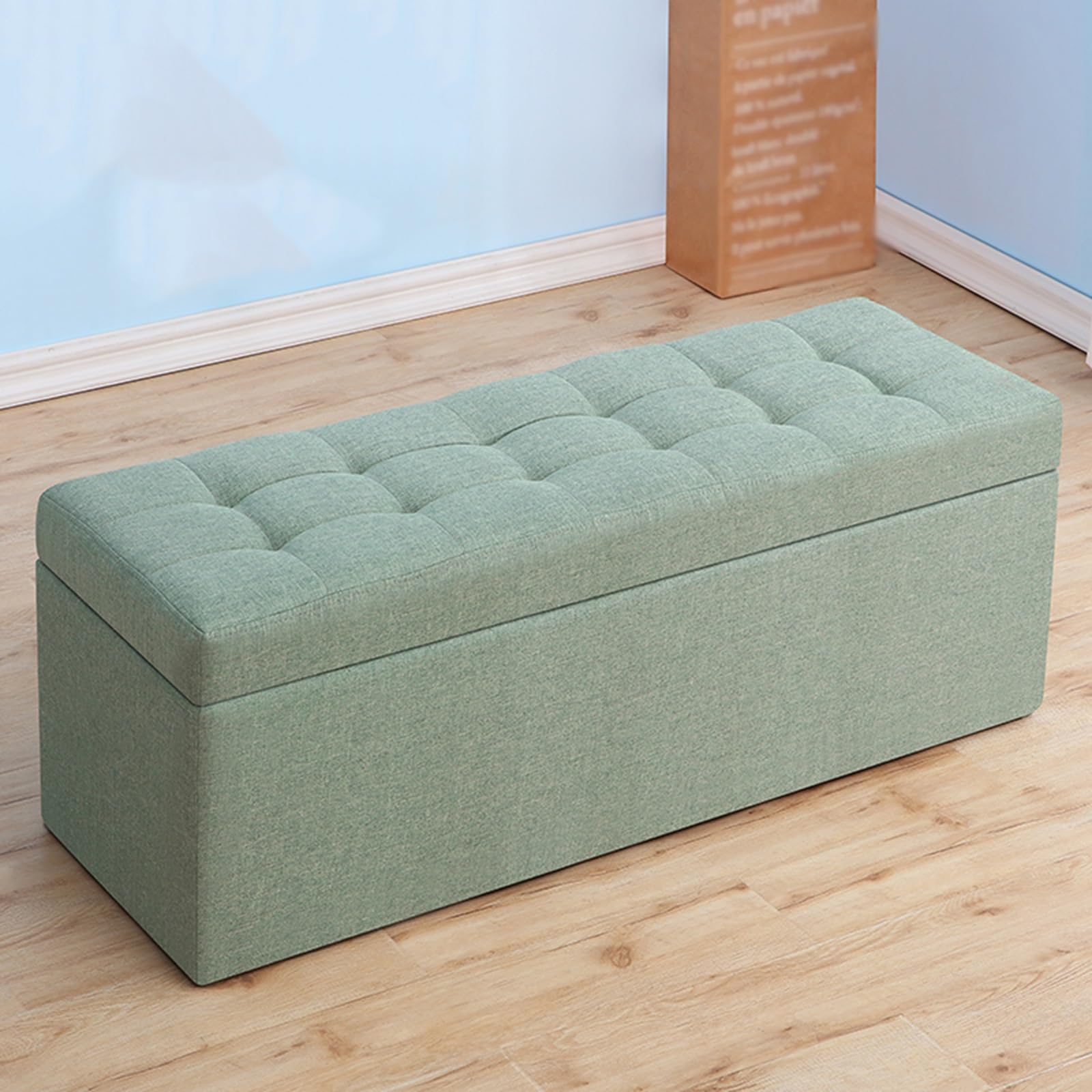 Banc ottoman rembourré en lin meuble d'appoint moderne bout de lit