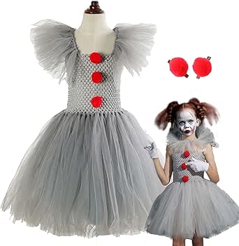 Pennywise Clown Kostüm Für Mädchen - Halloween Tutu Kleid Mit Zubehör