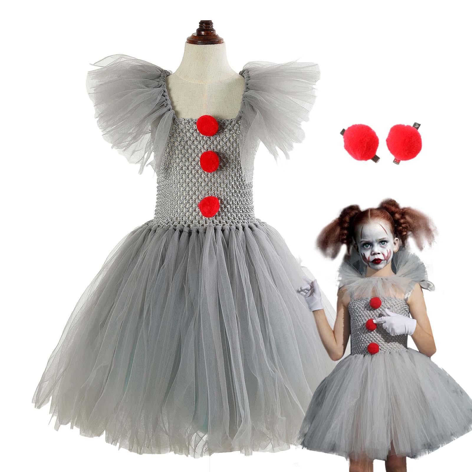Halloween clowns Costume For Girls, For Pennywises Costume Kids, Kids Cosplay clowns Fancy Dress Up, Girls Scary clowns Costume, Horror Halloween Fancy Dress Outfit