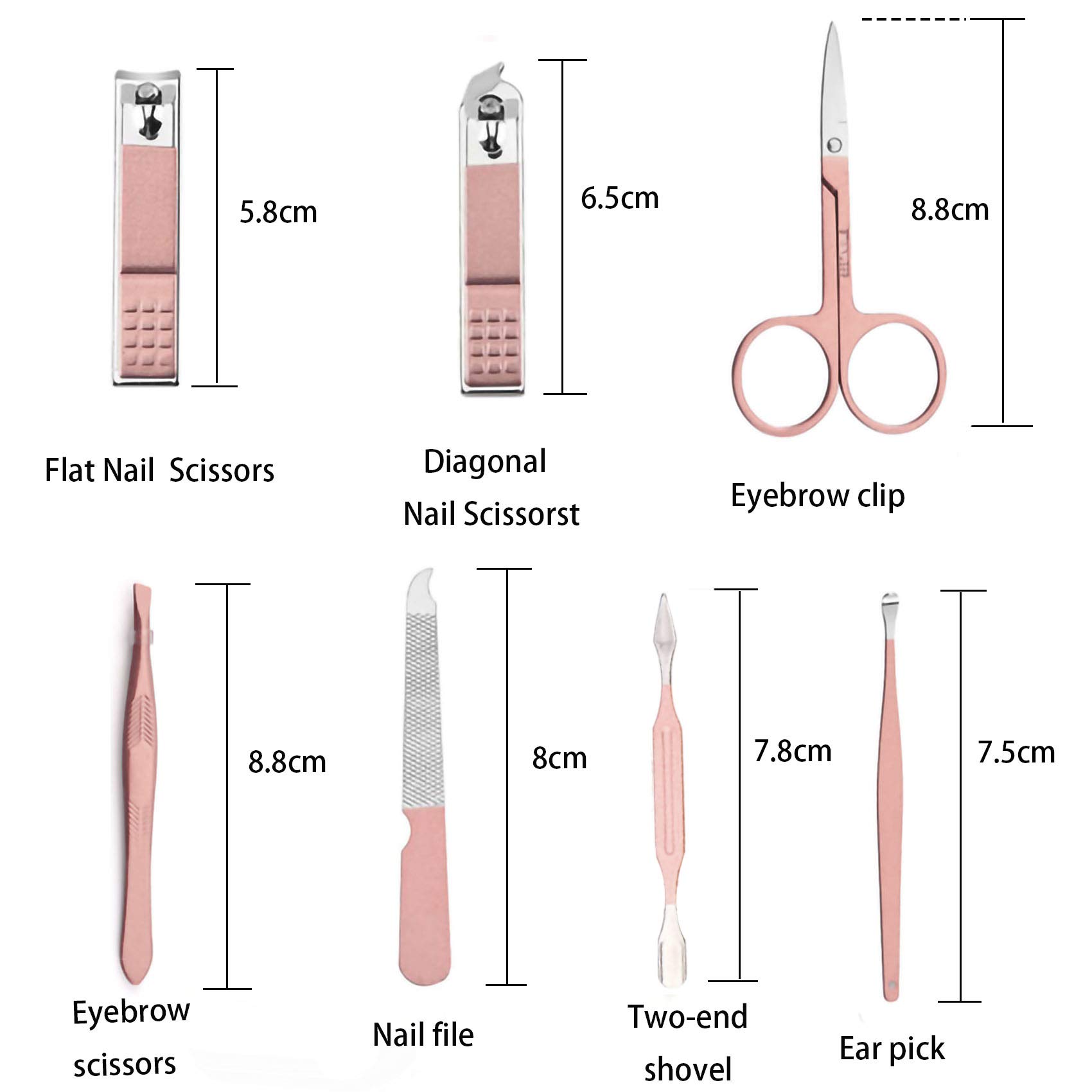 Manicura Pedicura[7 Piezas], Profesionales Manicura Kit, Profesional Cortaúñas, Juego de Manicura de Acero Inoxidable, Tijeras de uñas para Manicura y Pedicura con Caja