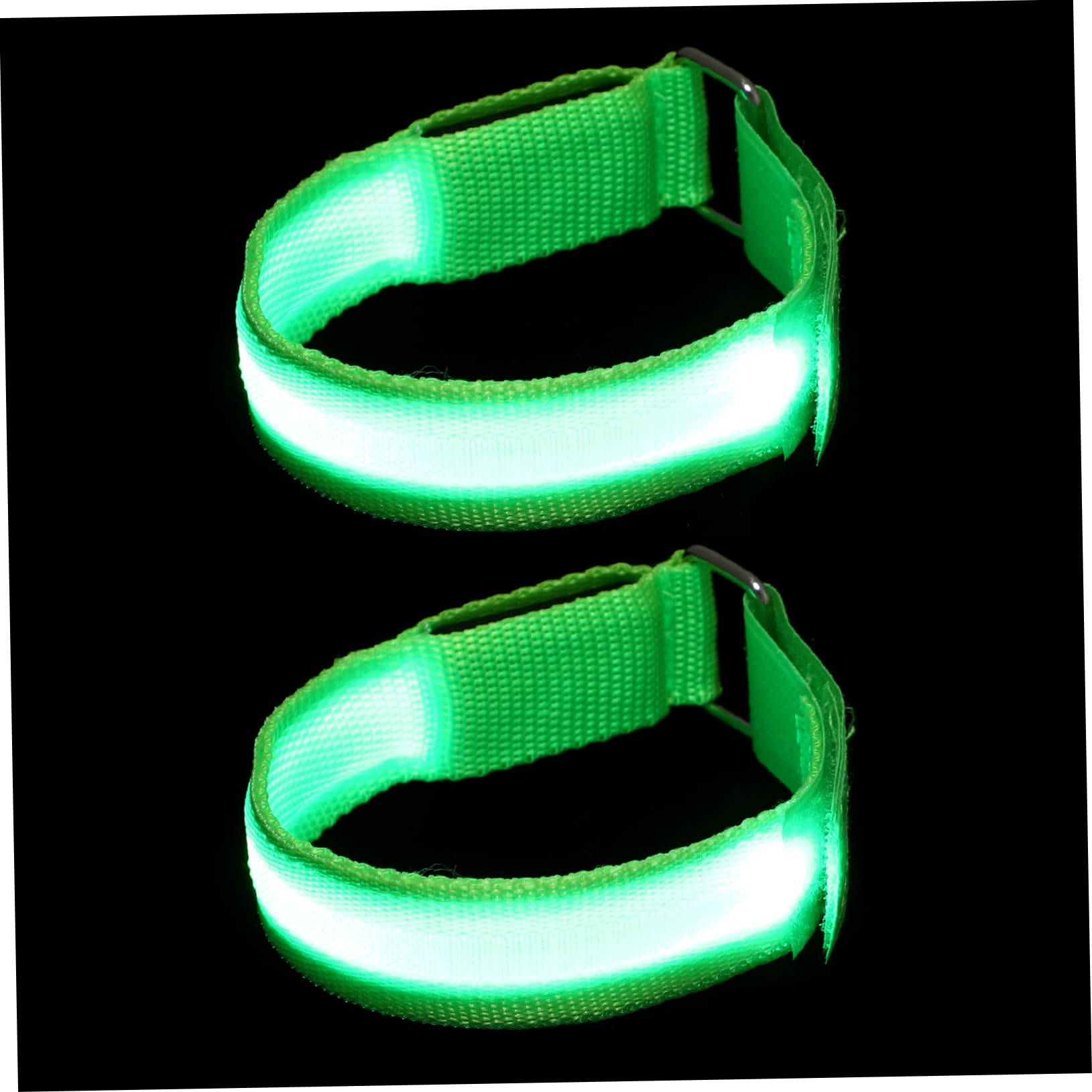 GANAZONO 2Pcs Rechargeable Luminous Armbands LED Glowing Bracelets for Night Running High Visibility Sports Gear Adjustable Reflective Bands for Safe Cycling and Walking